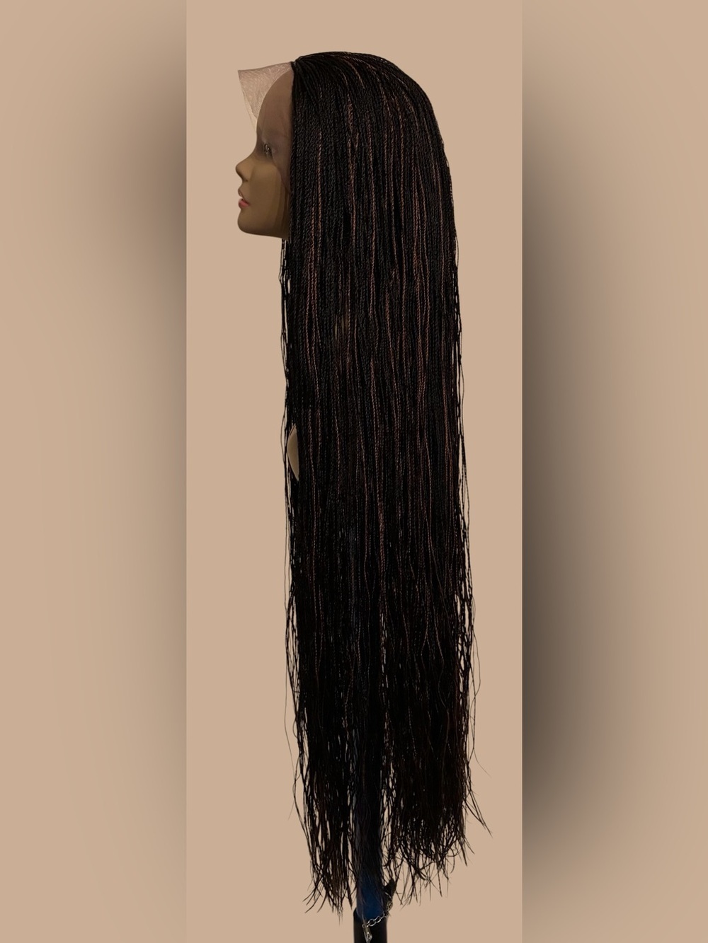 Synthetic Micro Twist Lace Front Wig in Black with Copper Highlights - Picture 7 of 14